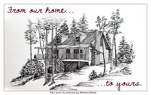 pen and ink drawing of home