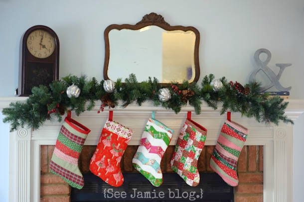 Christmas stockings on mantle